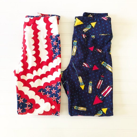 LuLaRoe Pants - LuLaRoe One Size Patriotic Holiday Leggings Bundle